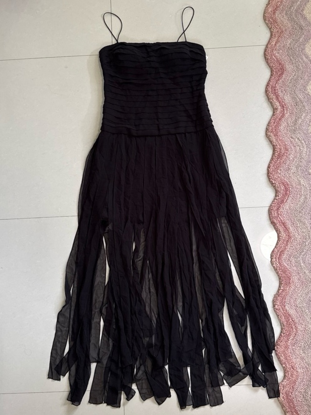 Aidan Mattox NWT Vintage Newman Marcus Black Layered Chiffon Evening Dress